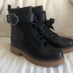 Black combat boots,size11 womens.